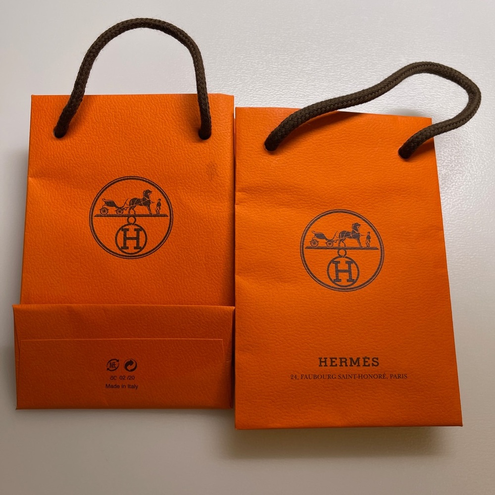 Hermes empty shopping bag tote orange